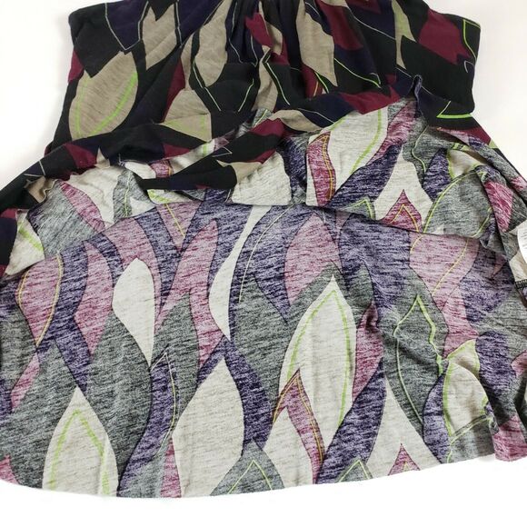 AKIKO Multicolor Sleeveless Size M Layer Blouse Top Leather Trim Open Back Tank - Picture 7 of 10